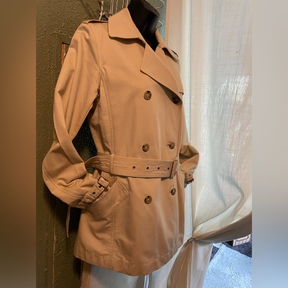 Eddie Bauer Sz Small Double Breasted Belted Trench Coat - Picture 2 of 7